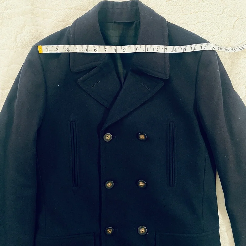 Lauren Ralph Lauren Men Wool Blend Double-Breasted Luke Peacoat Black size 38R